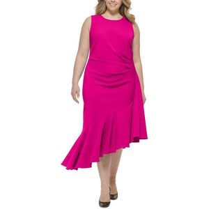Eliza J Womens Pink Pleated Sleeveless Formal Evening Dress Gown size 14W. NWT